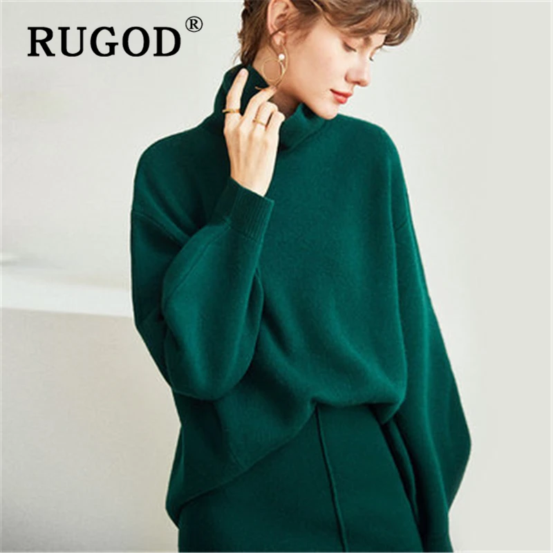 RUGOD осень-зима wamr вязанный женский свитер 2019 винтажный Однотонный с высоким