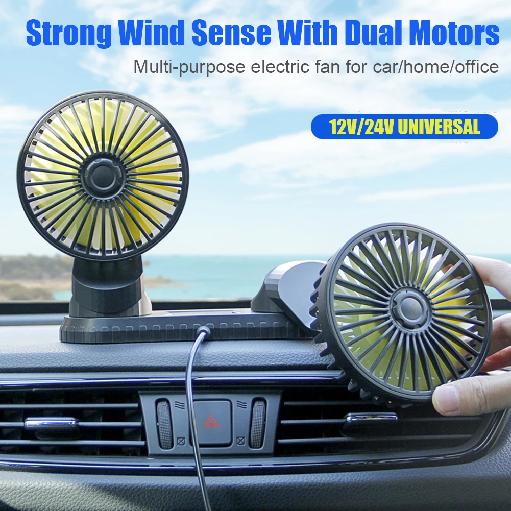 

12V 24V Car Fan Dual Head Fan Tuyere Creative Car Interior 360 Degree Round Cooling Car Cooling Fan Car Electronics Cooler Fans