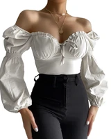 2021 summer beachwear sexy emo alt clothes woman long sleeve tie up white tube crop top hbo spain female babydoll shirts corsets
