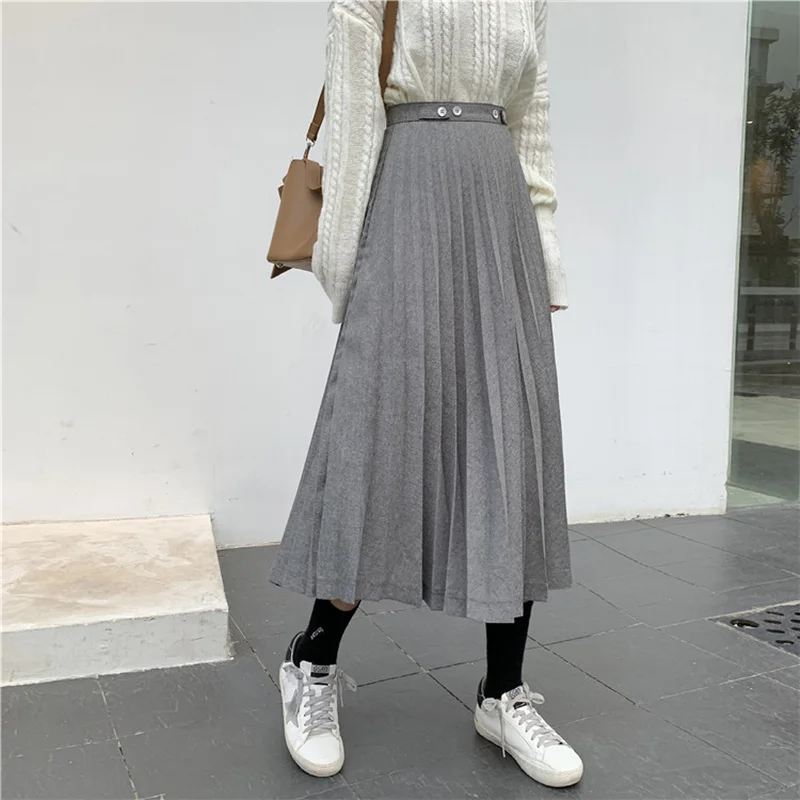 Женские плиссированные юбки до середины икры REALEFT серые простые тюлевые