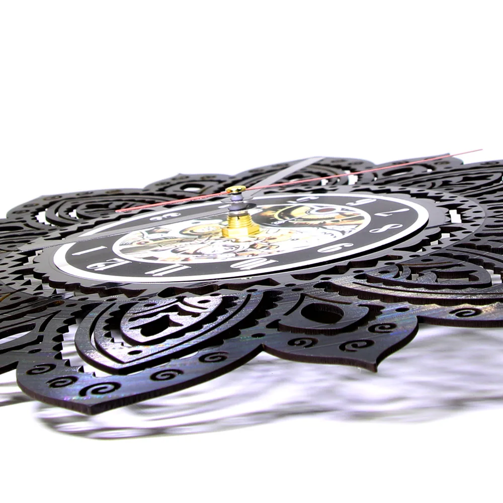 Настенные часы с изображением мандалы виниловая запись настенные цветком лотоса