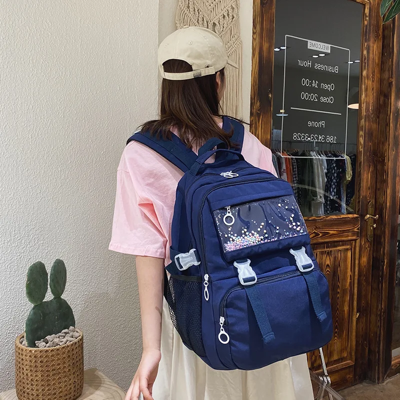 

Women School Backpacks 2020 New Fashion Transparent Female Canvas Shoulder Bags Students Bookbag Backpack for Teenage Girls