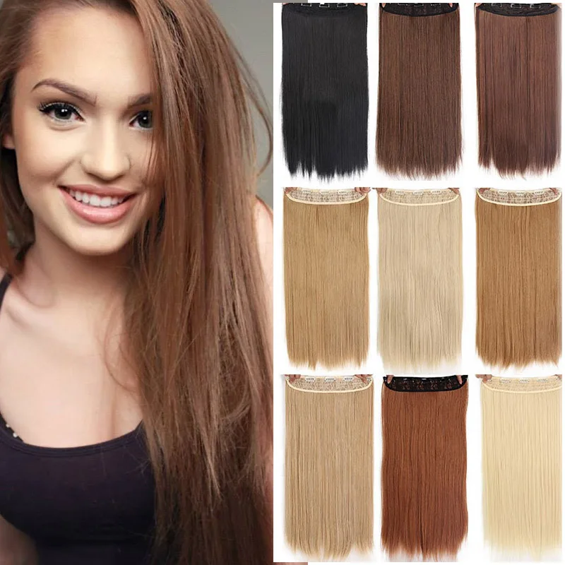 5 накладных волос на заколках натуральные волосы цельные длинные прямые