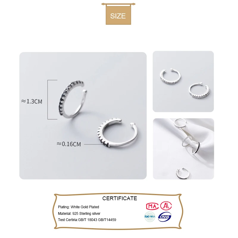 Женские серьги клипсы с фианитами trustdave Клипсы из стерлингового серебра 100% пробы