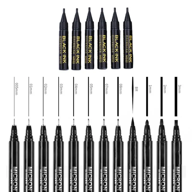 Черная ручка-микрон подводка для крючков эскиз Neelde маркеры рисования
