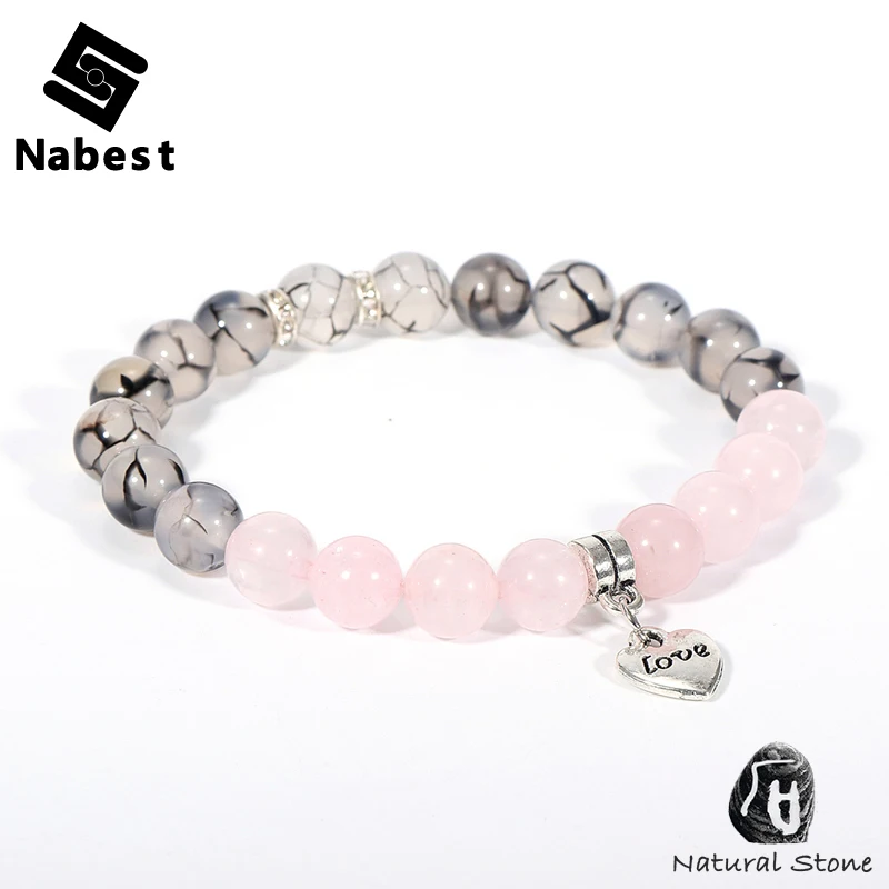 Для женщин и девочек из натурального камня розовый браслет пурпурных кристаллов