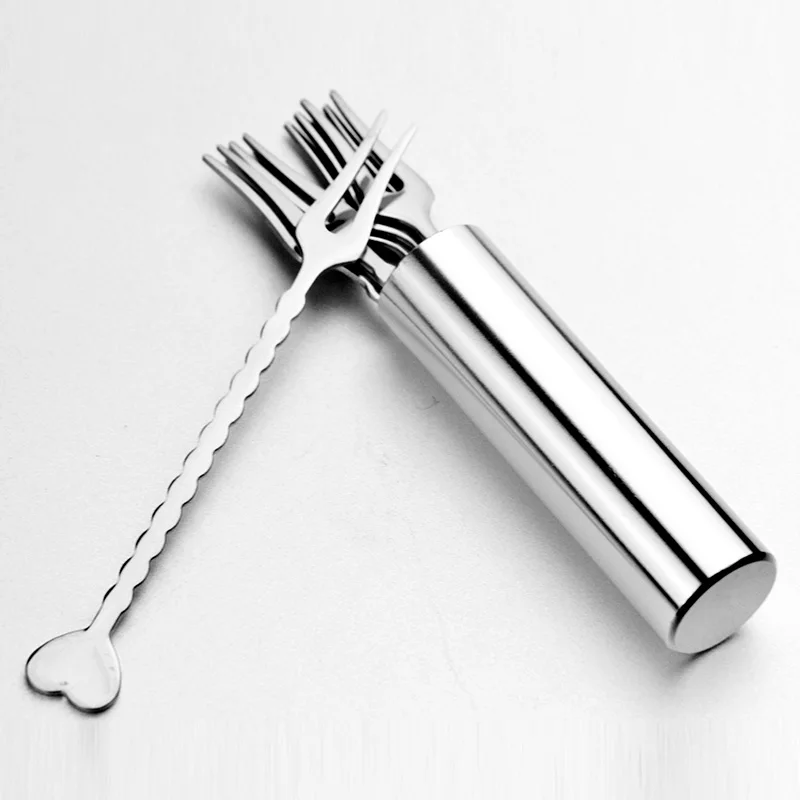 6 шт. набор вилки для фруктов портативная нержавеющая сталь многоразовая закуска