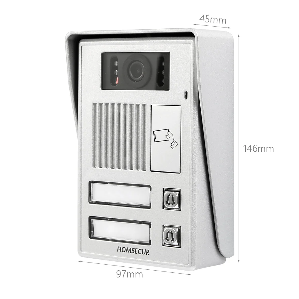 HOMSECUR 7 дюймовый видеодомофон для входной двери с голосовым сообщением 2 квартир