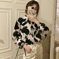 elegant chic women tops and blouse fashion korean loose tops 2022 spring long sleeve print office lady shirt blusas tunics
