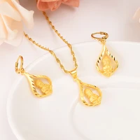 gold earrings pendant necklace for women girls gold jewelry set buddha chinese gifts