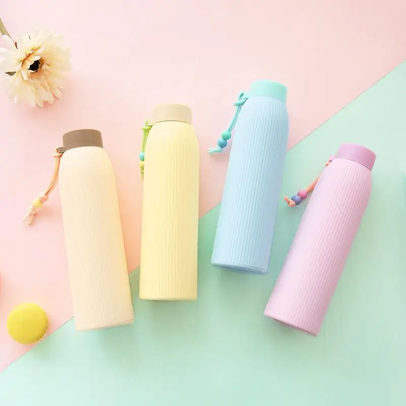 310 мл творческий двойной стеклянный стакан воды в полоску двойные бусины