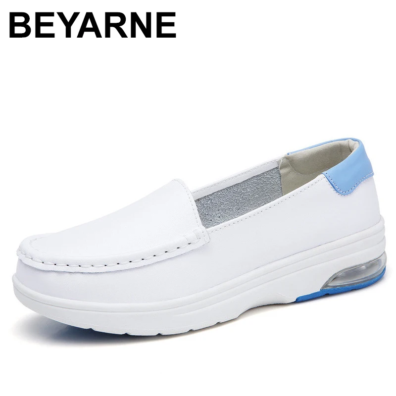 BEYARNELeather/2019 женские туфли на плоской подошве Осенние танкетке Туфли для мам и