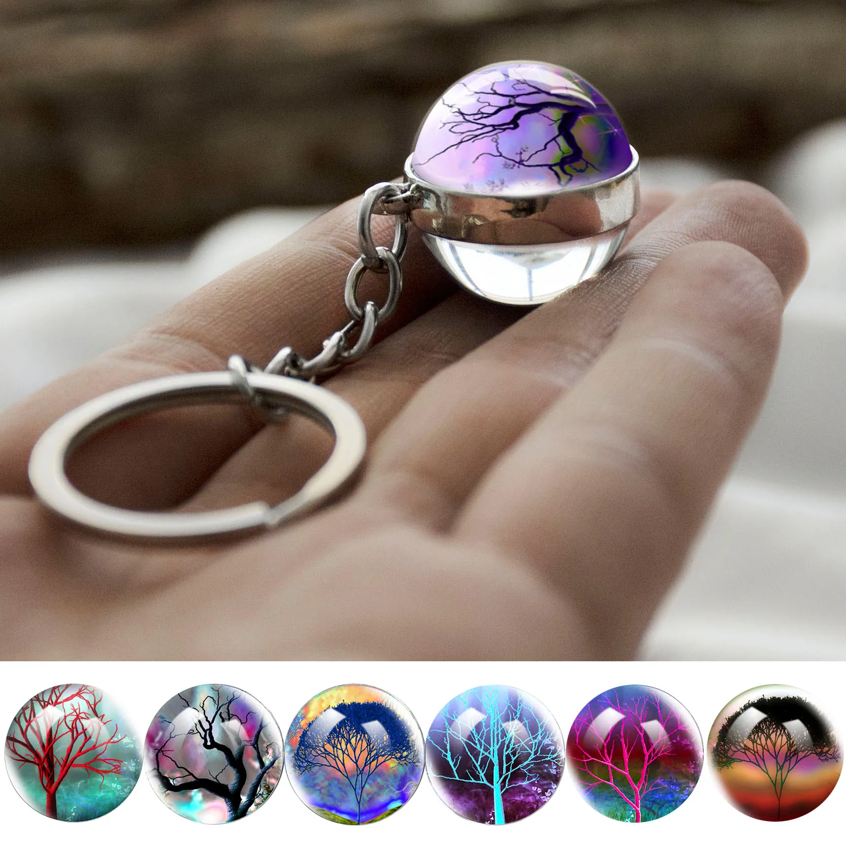 Новое поступление двухсторонний стеклянный брелок с изображением дерева жизни