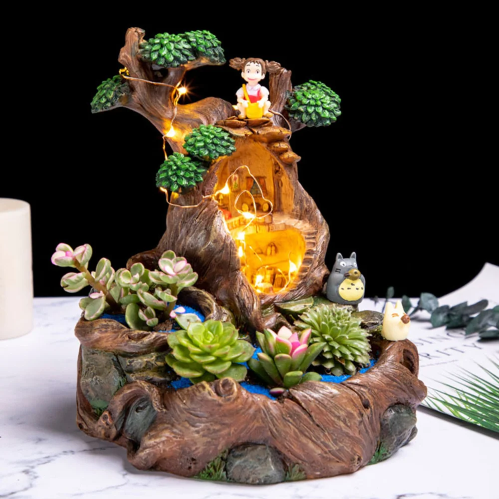 

Micro Landscape Flowerpot Decor Creative Plants Flowerpot Adornment with Lamp