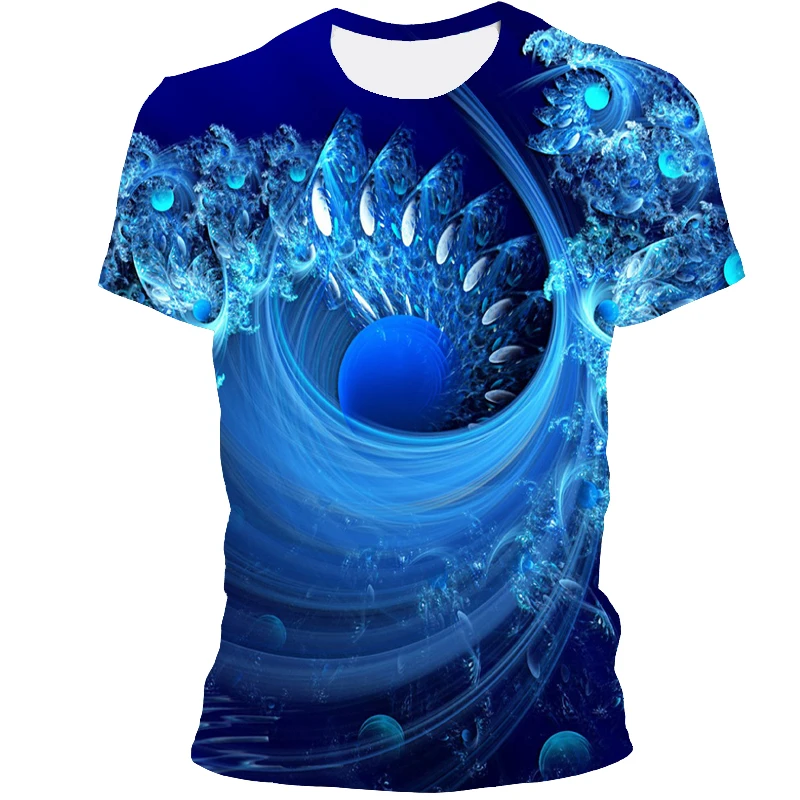 

2021 summer new style abstract visual 3D pattern casual T-shirt fashion T-shirt 3D printing quick-drying T-shirt