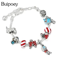 buipoey new fashion cartoon bear pendant charm bracelets for women dinosaur earth beaded christmas bead bracelet bangle gifts