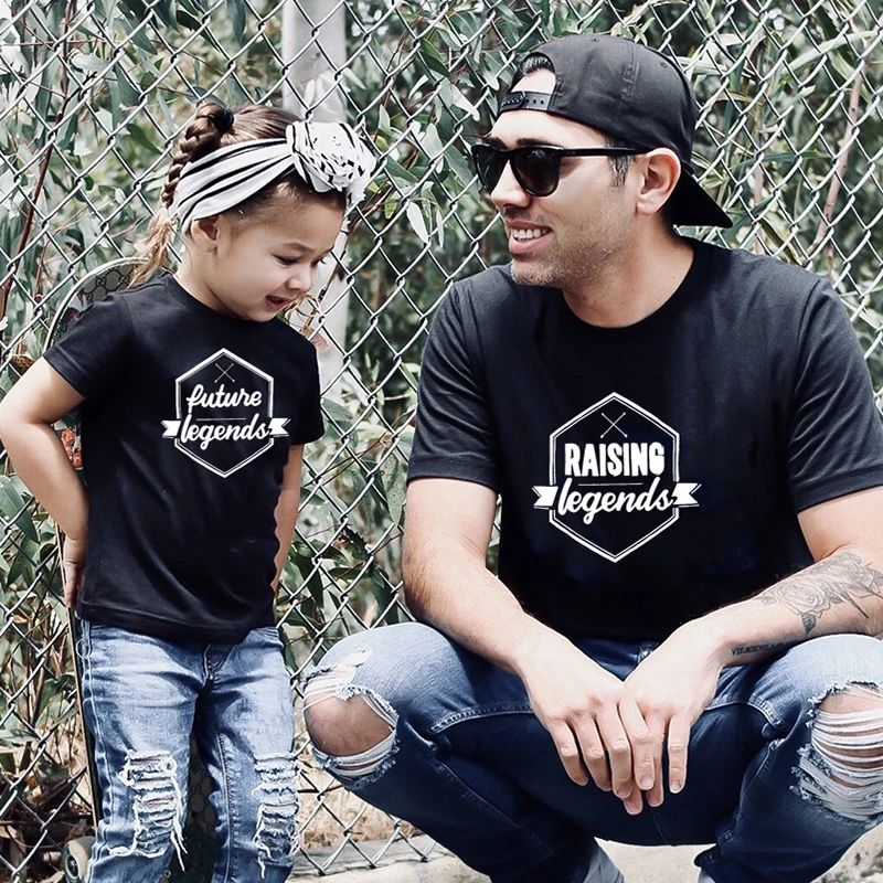 Camisetas a juego de papá e hija, camisas de padre, hijo e hija, leyendas del futuro, leyenda, apariencia familiar, camisetas