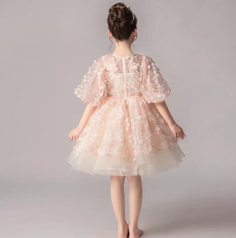 Champagne Tulle Sequin Flower Girl Wedding Gown Evening Kids Dress Girls Children Prom Princess Party Formal Birthday Dresses | Детская