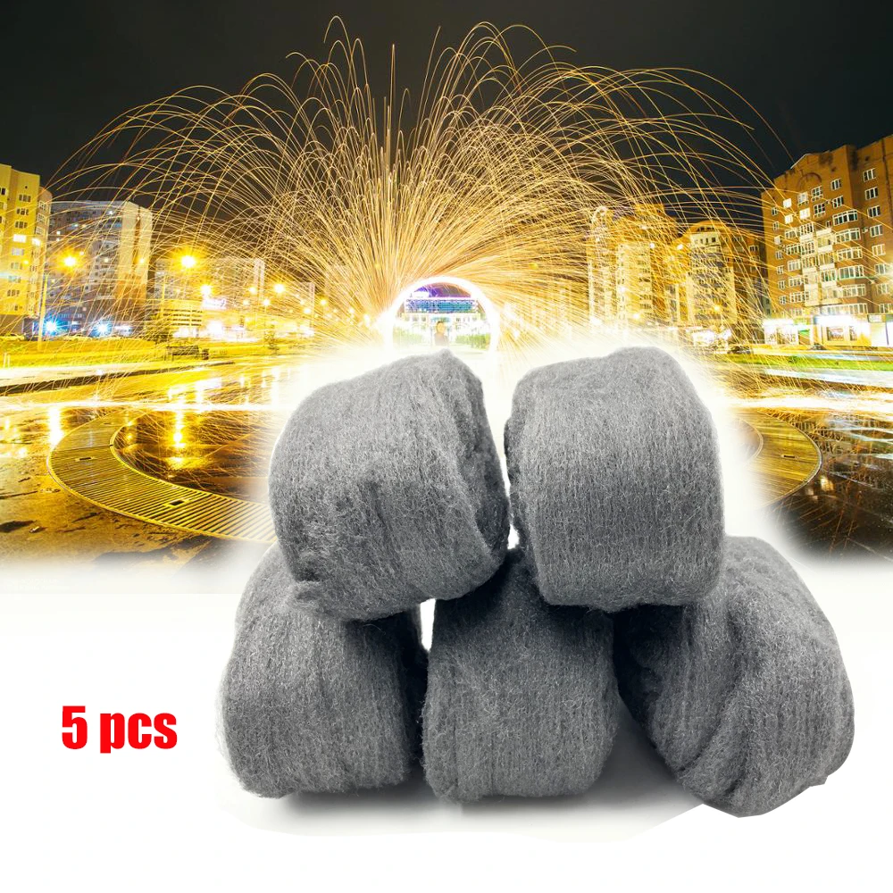 

5 pcs Portable Steel Wire Wool Grade 0000 3.3m For Polishing Cleaning Removing Remover Non Crumble New