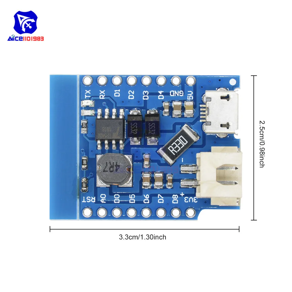 Diymore WeMos D1 Мини литиевая батарея зарядная плата для интерфейса Arduino Micro USB с