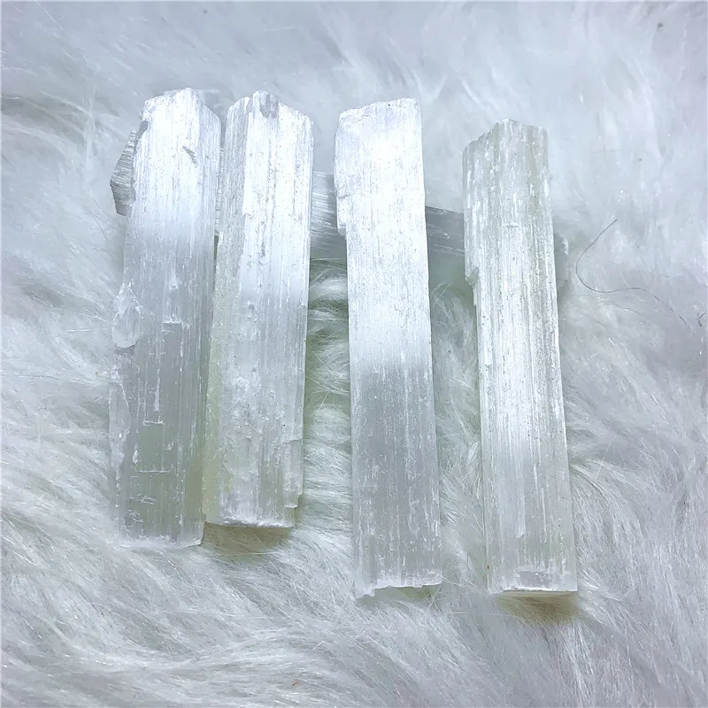 

wholesale price 8-10cm natrual selenite wand reiki healing crystals point for home decoration