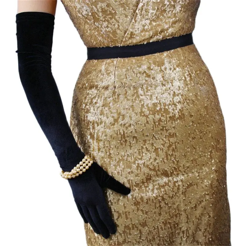 Женские велюровые перчатки 60 см цвет в ассортименте | Аксессуары для одежды