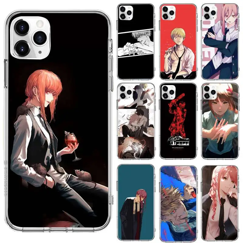 

Anime Chainsaw Man Phone Case Transparent for iPhone 6 7 8 11 12 s mini pro X XS XR MAX Plus cover funda shell