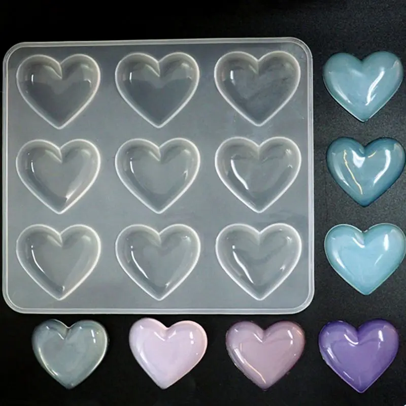 

9 чашек с сердечком из силиконовая для десерта пресс-форма для выпечки кексов смолы ювелирные изделия пресс-форм