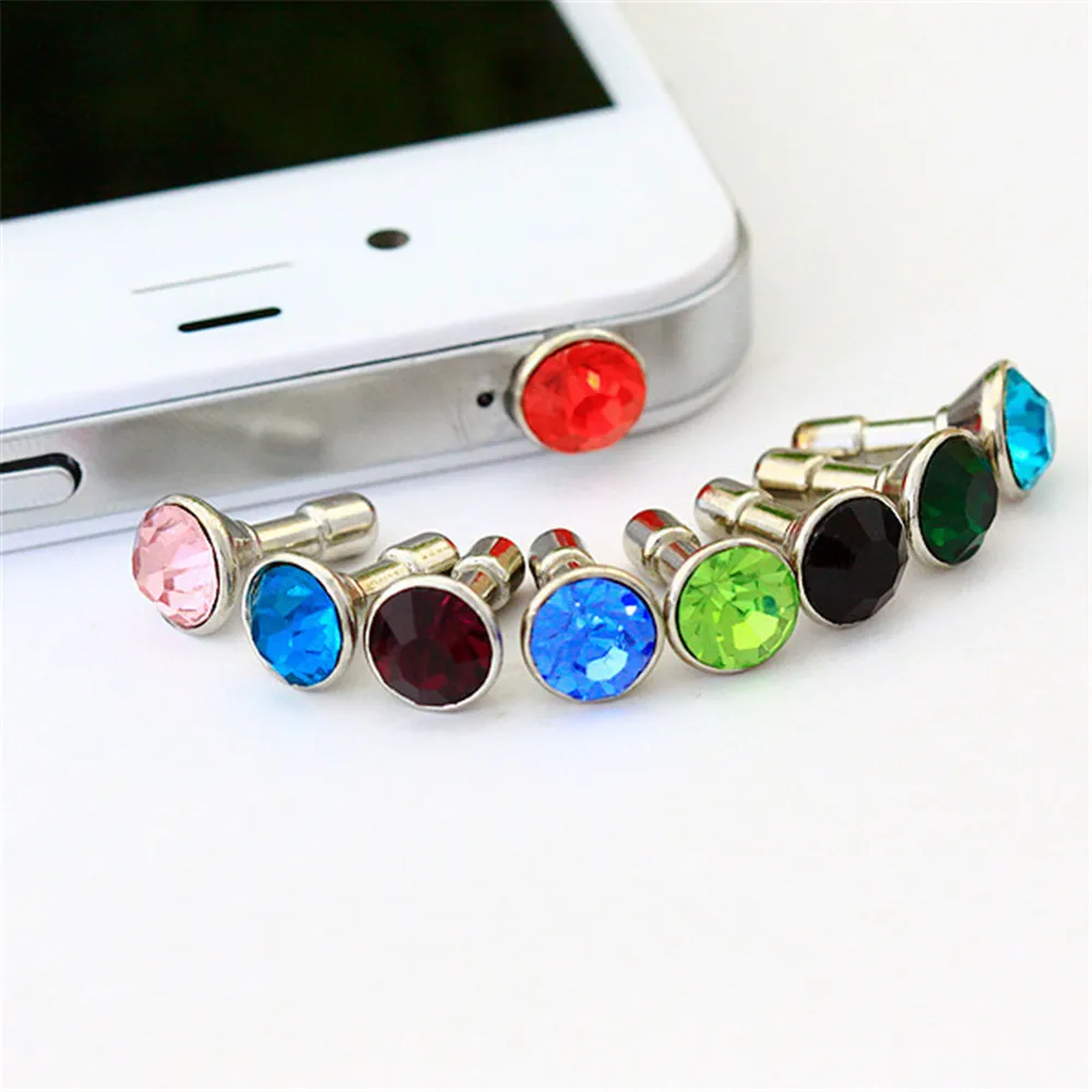

500pcs/lot Cover Stopper Cap Phone Decor Universal 3.5mm Diamond Dust Plug Mobile Phone