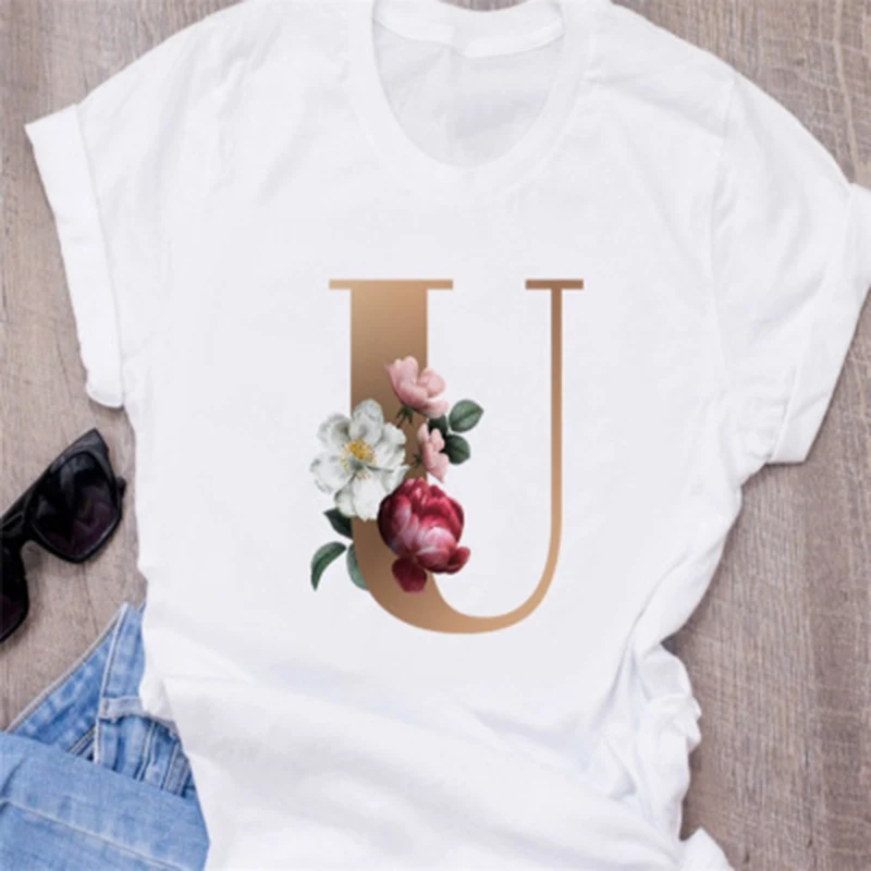 

Summer Letter Graphics Printed Women T-shirt Harajuku Short-Sleeved O-Neck Tees Shirt Women Clothing White Tops