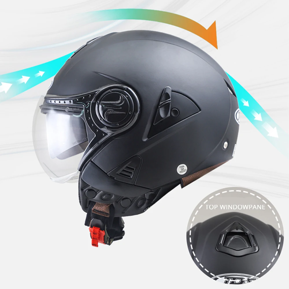 

NENKI Motorcycle Helmet Double Lens Moto Helmet Open Face Motorcycle Racing Off Road Helmet Casco Moto Capacete Casque Black