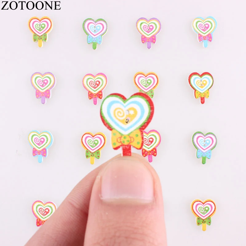 

ZOTOONE Color Heart Bow Buttons Natural Print Wooden Handmade Scrapbooking for Wedding DIY Craft Decoration Cute Button E