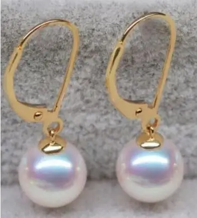 

noble jewelry Gorgeous 10-11 MM AAA SOUTH SEA WHITE ROUND PEARL EARRING 14K
