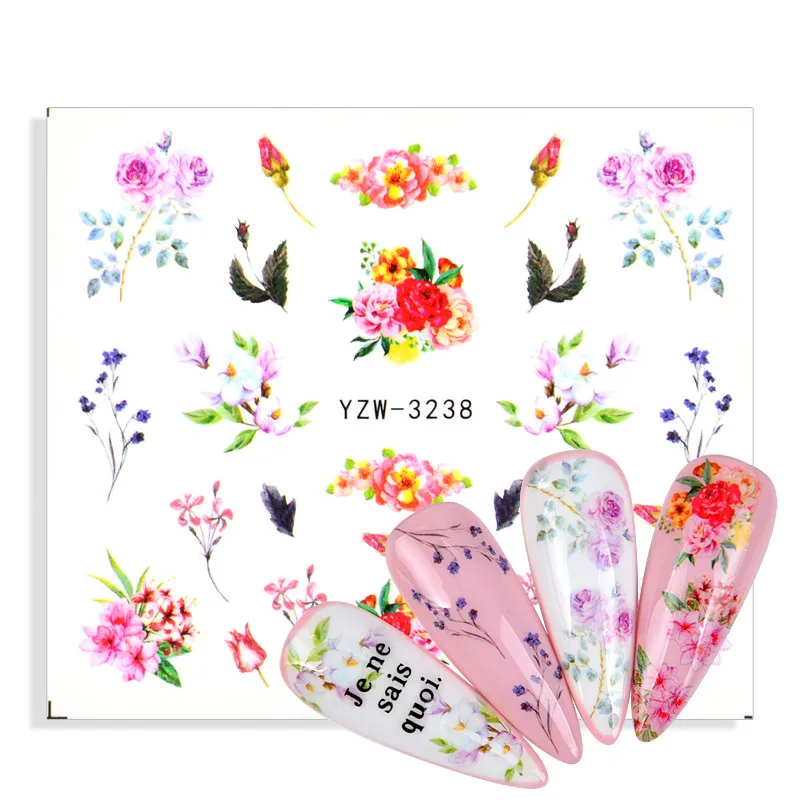

1pcs Water Decals Nail Sticker Blossom Flower Sliders Flamingo Parrot Bird Jungle Wraps Nail Art Decoration Manicure