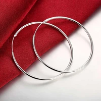 high quality 925 stamp silver color earring fashion big circle round earrings for women wedding birthday gift jewelry