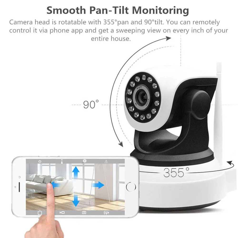 Wi-Fi Крытый CCTV наблюдения панорамирование/наклон беспроводная камера двухстороннее аудио P2P ночного видения HD 1080P IP камера монитор для ребенка Camhi APP