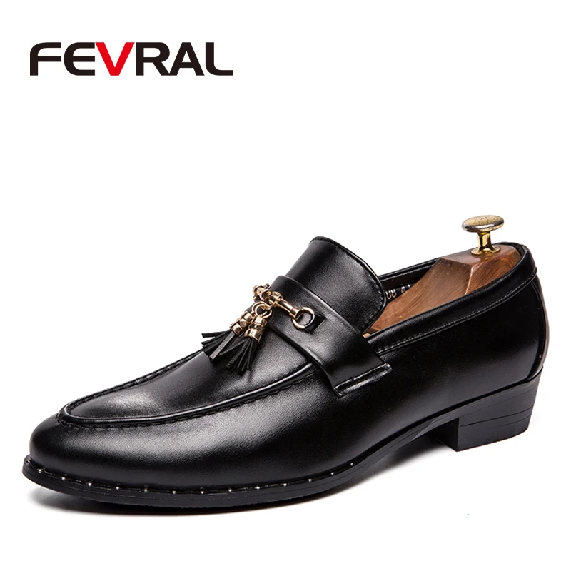 Бренд FEVRAL Мужские модельные туфли в деловом стиле на плоской подошве Цвет черный