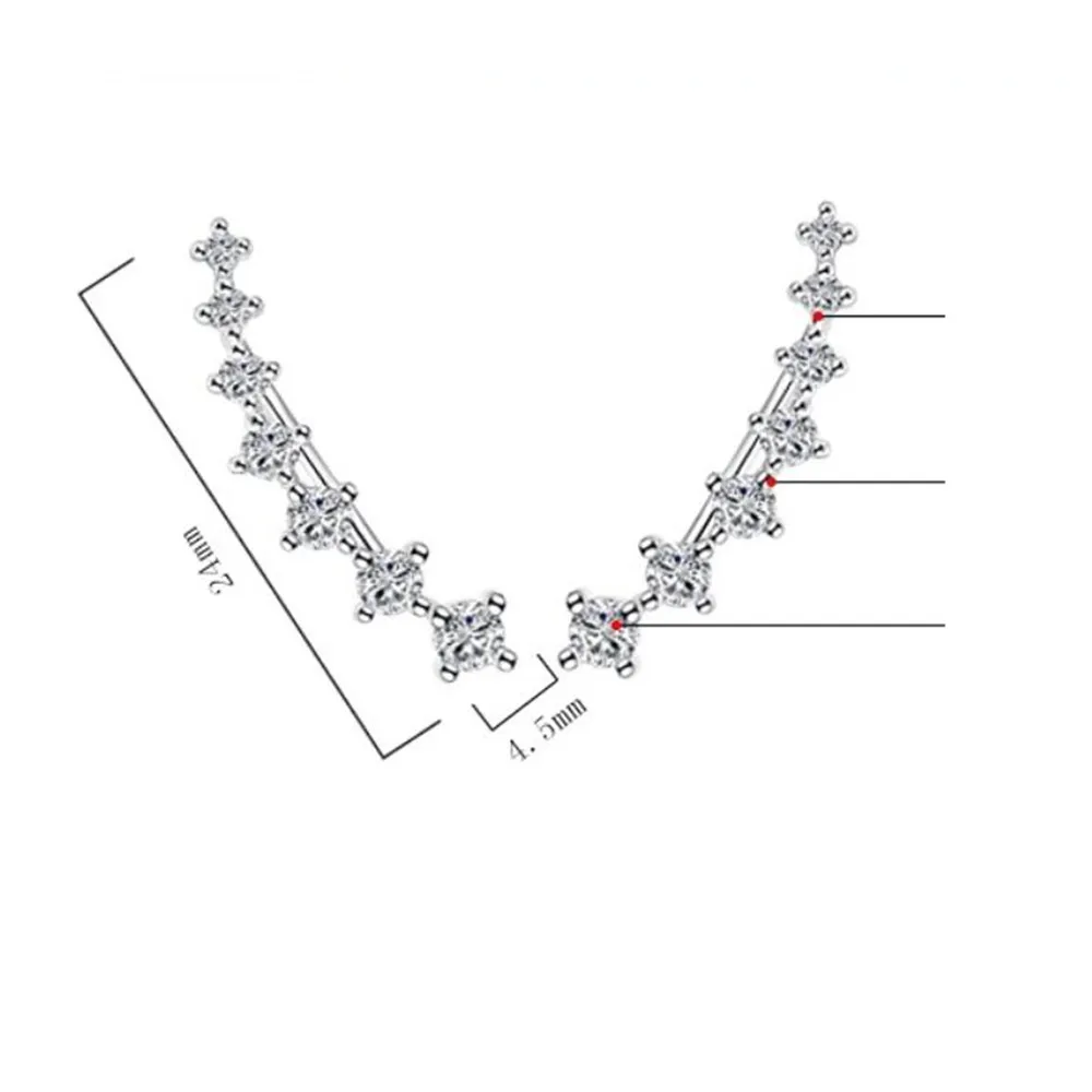 

925 Sterling Silver New Earrings High Quality Retro Simple Seven Cubic Zirconia Stars Pop Earring Jewelry