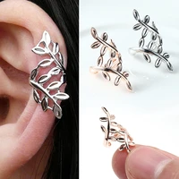 1pcs new fashion leaf clip earrings rose goldsilver color metal leaves no piercing earcuff jewelry earring women daily wear