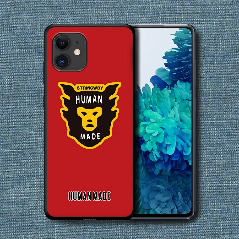 

Human Made Phone Case For iPhone 4 4s 5 5S SE 5C 6 6S 7 8 Plus X XS XR 11 12 Mini Pro Max 2020 black Funda Soft Back Trend Cover