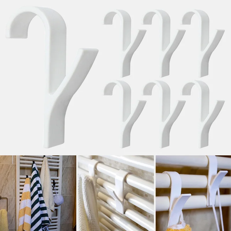 

6pcs white High Quality Hanger For Heated Towel Radiator Rail Bath Hook Holder Clothes Hanger Percha Plegable Scarf Hanger