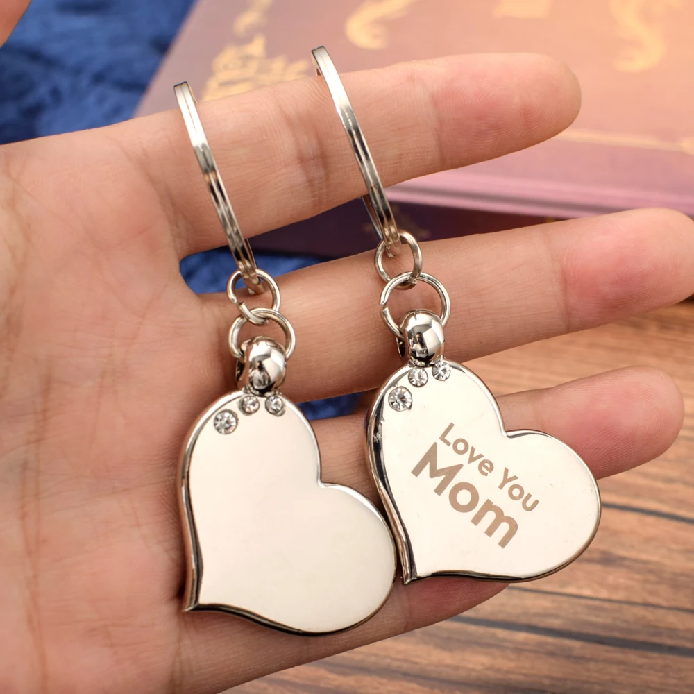 Vicney Стразы в форме сердца любовь брелок для ключей Love YOU Mom портативный подвеска