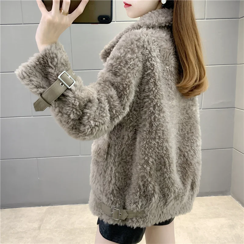 SHZQ Fur 2021 New Lamb Fur Fur Integrated Coat Sheep Shearing Grain Plush Coat Women's Short Winter