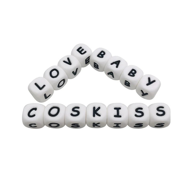 Coskiss-Cuentas de silicona de 12mm para manualidades, abalorios de letras del alfabeto, cuentas de silicona de grado alimenticio, collar de dentici&oacute;n, cuentas de enfermer&iacute;a, 20 Uds.-4