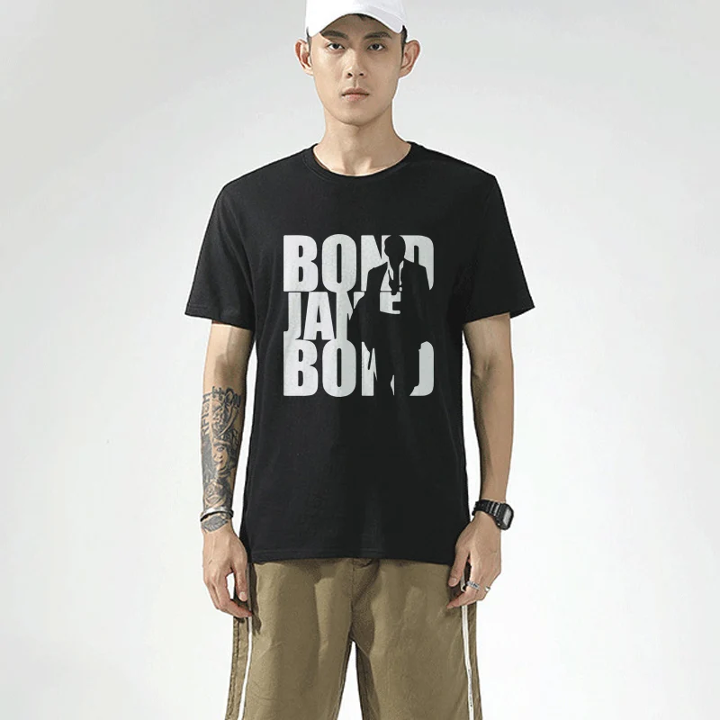 Фильм Джеймс Бонд 007 летние футболки с коротким рукавом и круглым вырезом Модные