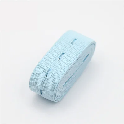 Light Blue 1meter 2 см цветная Регулируемая плоская эластичная лента с отверстиями для пуговиц эластичная лента для детских подгузников для беременных швейных аксессуаров 1 м - Цвет: Light Blue 1meter