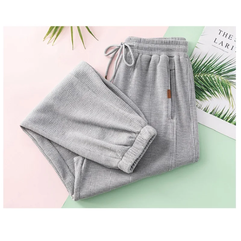 Осенне-зимние женские брюки до щиколотки шаровары в клетку с высокой талией