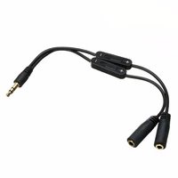 3 5mm high quality male to 2 female adapter one divided two black stereo y splitter audio cable with volume control switch
