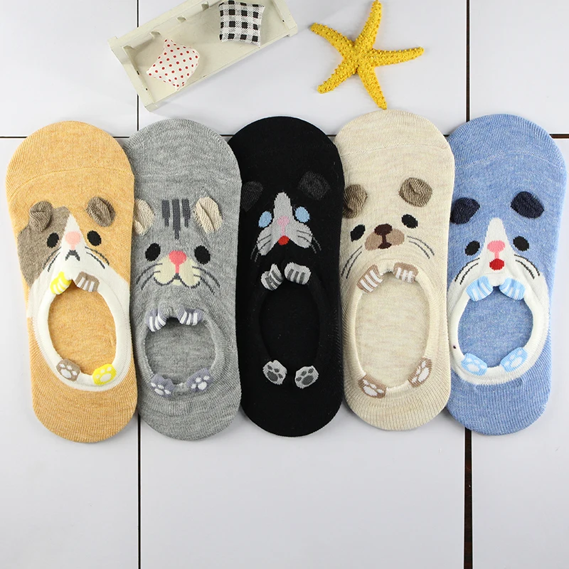 10 шт. = 5 пар милые женские хлопковые носки с героями мультфильмов тапочки