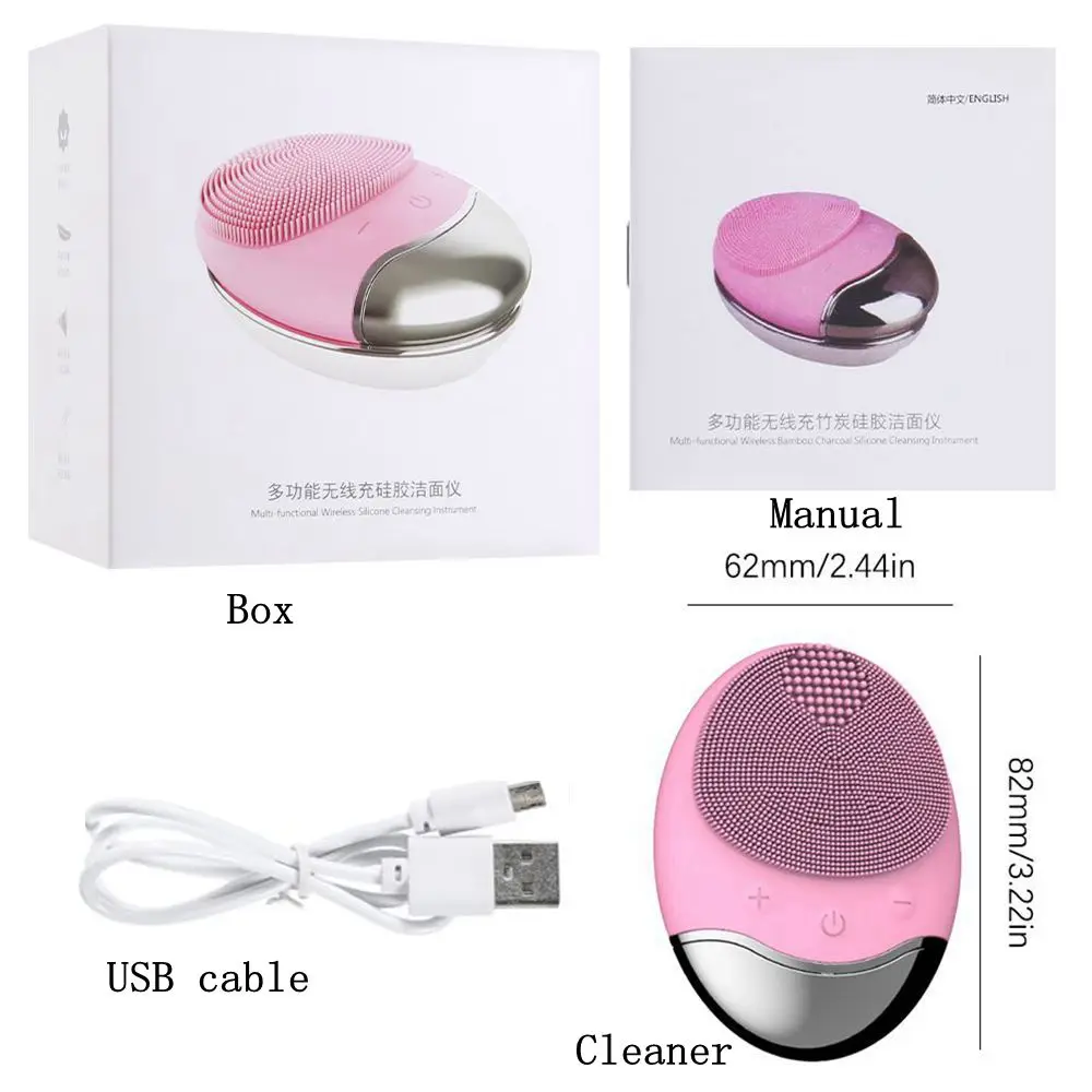 

Silicone Facial Cleansing Brush Ultrasonic Electric Face Cleanser Wireless Skin Deep Washing Massage Brush Beauty Machine